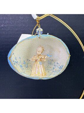 Vintage Real Egg Diorama Christmas Angel Ornament with Stand
